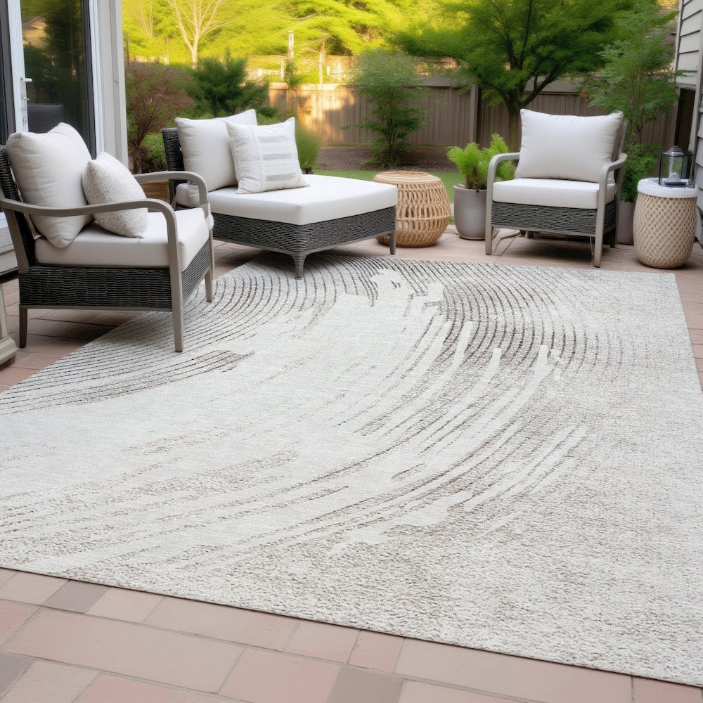 Machine Washable Indoor/Outdoor Chantille ACN2133 Ivory 5' x 7'6" Rug. Picture 8