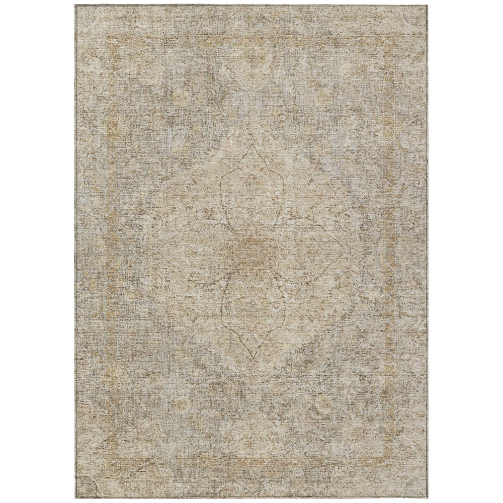 Machine Washable Indoor/Outdoor Chantille ACN2136 Beige 5' x 7'6" Rug. Picture 1