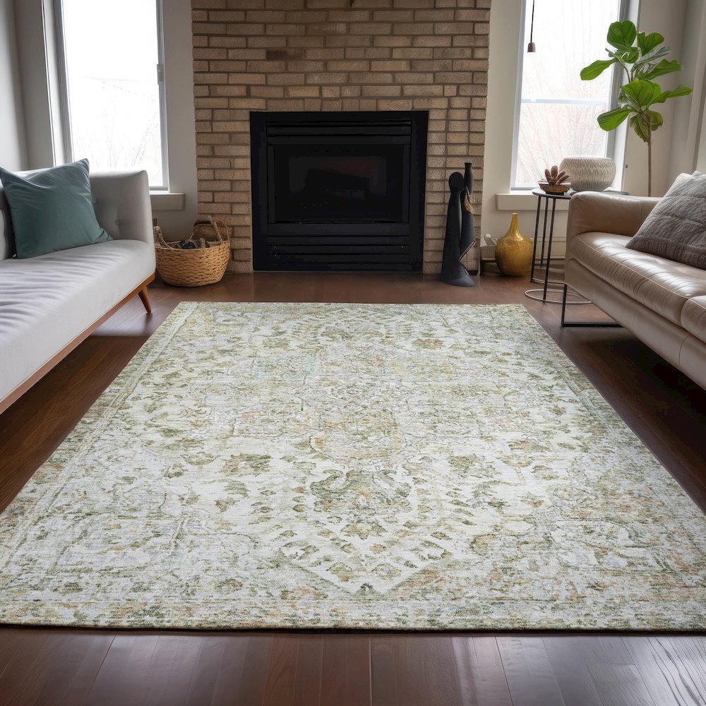 Machine Washable Indoor/Outdoor Chantille ACN2138 Ivory 5' x 7'6" Rug. Picture 6