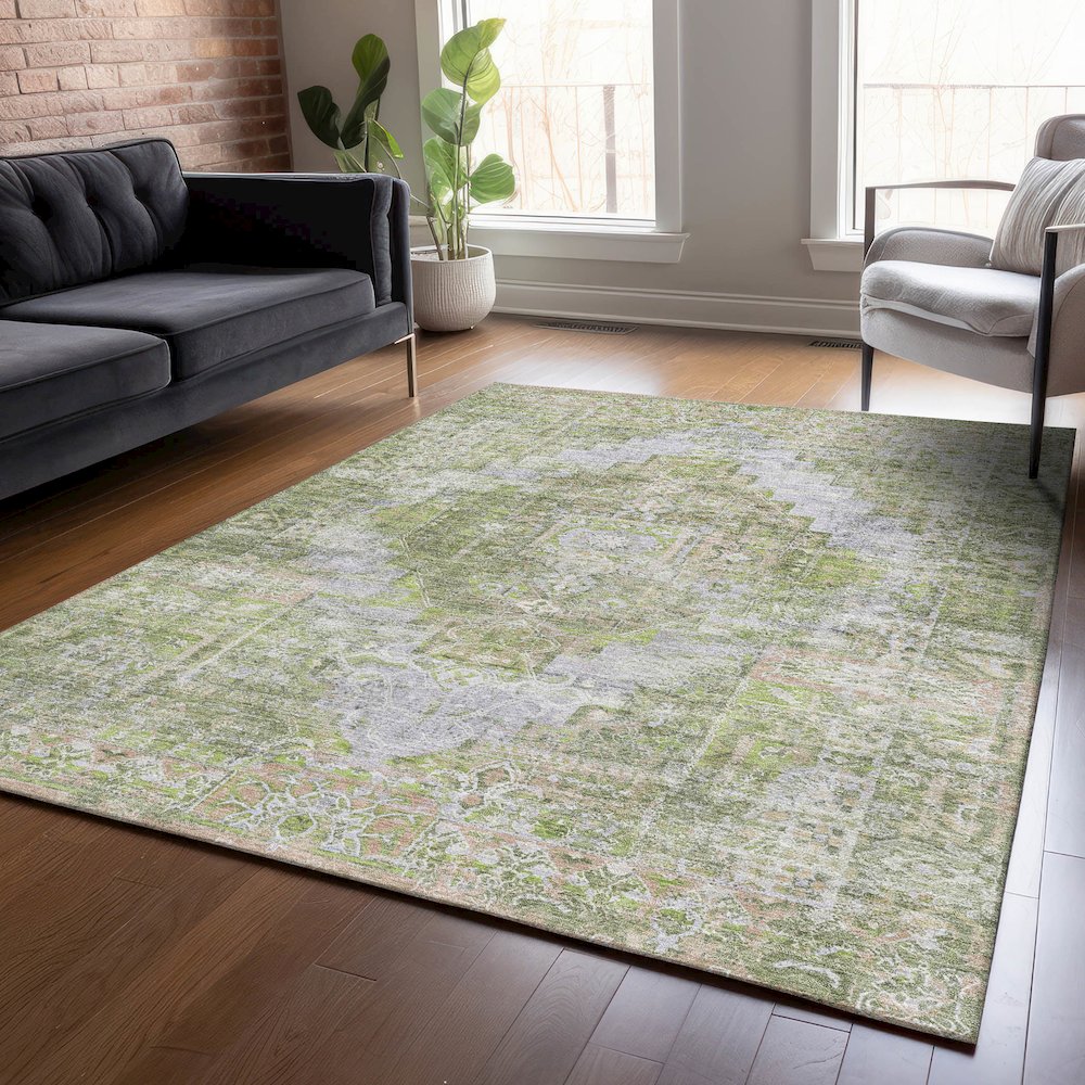 Machine Washable Indoor/Outdoor Chantille ACN2140 Aloe 5' x 7'6" Rug. Picture 5