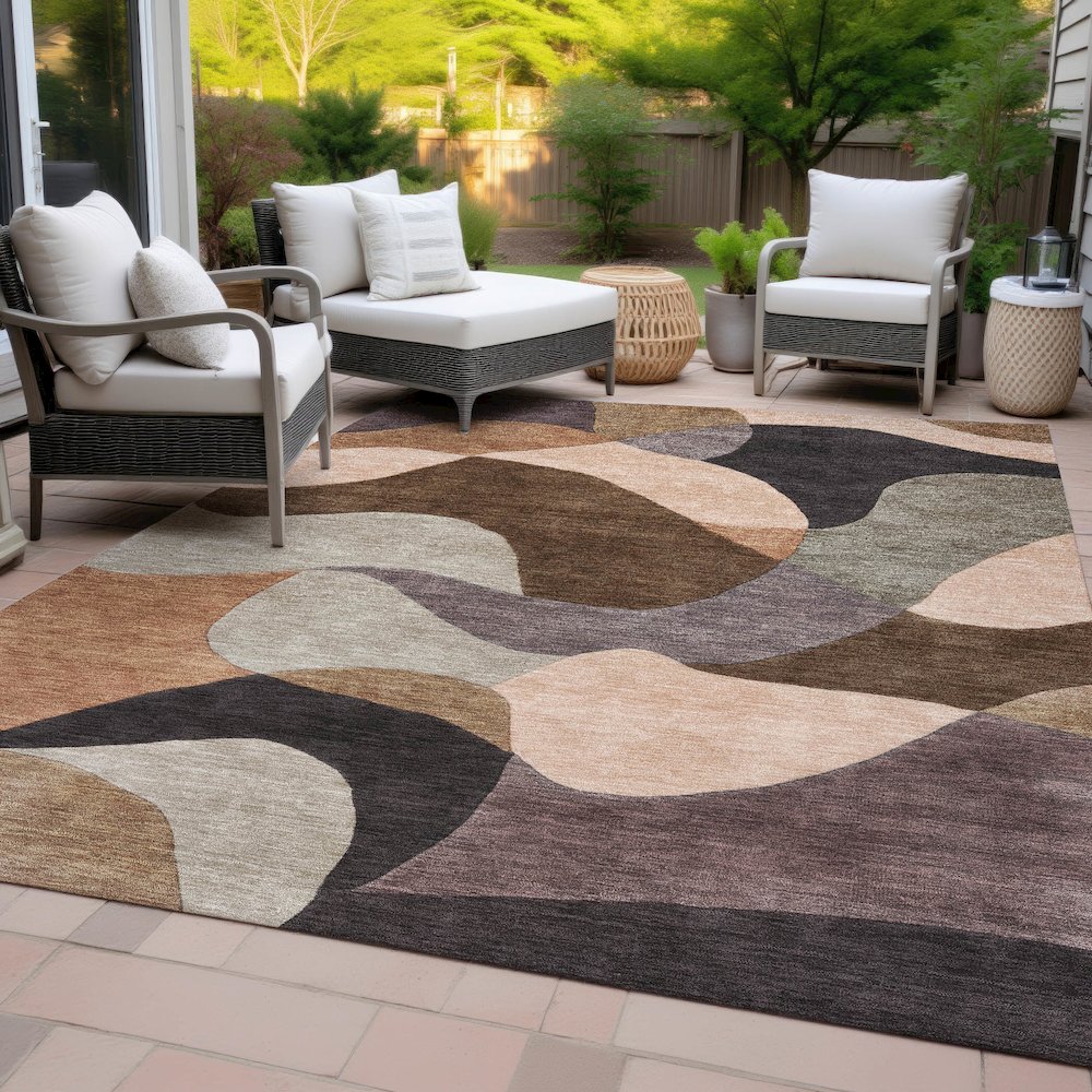 Machine Washable Indoor/Outdoor Chantille ACN2141 Chocolate 5' x 7'6" Rug. Picture 8