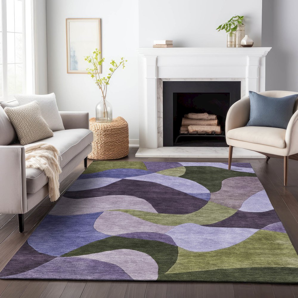 Machine Washable Indoor/Outdoor Chantille ACN2141 Purple 5' x 7'6" Rug. Picture 6