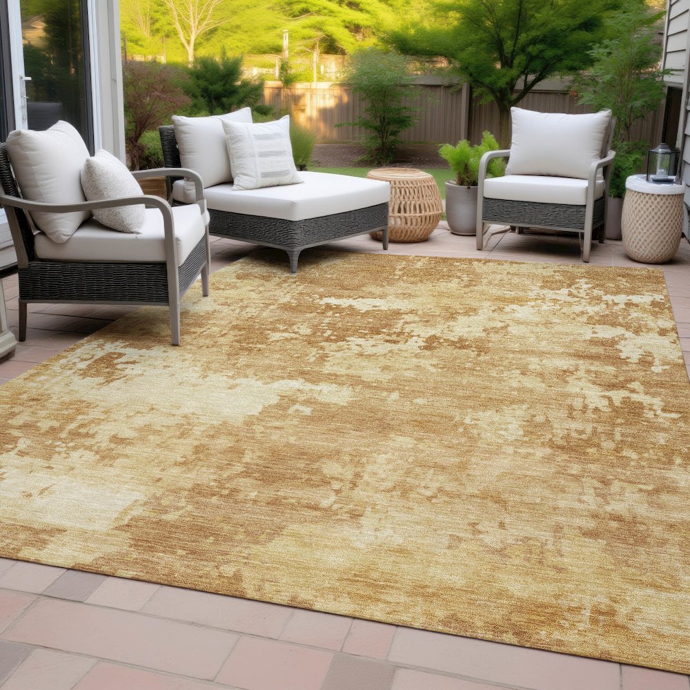 Machine Washable Indoor/Outdoor Chantille ACN2142 Copper 5' x 7'6" Rug. Picture 8