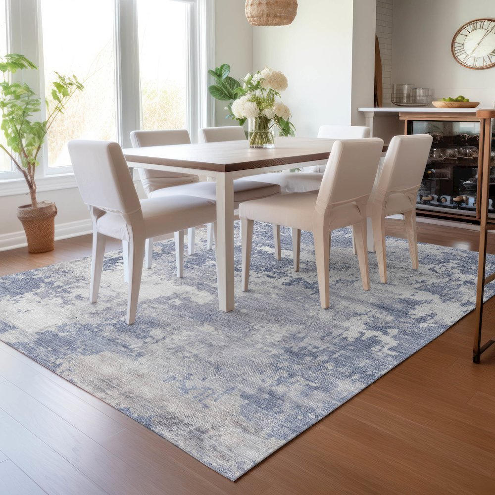 Machine Washable Indoor/Outdoor Chantille ACN2142 Denim 5' x 7'6" Rug. Picture 5