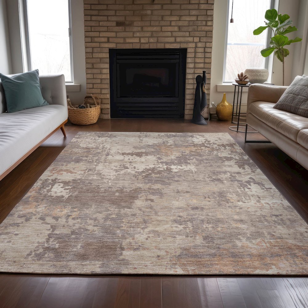Machine Washable Indoor/Outdoor Chantille ACN2143 Brown 5' x 7'6" Rug. Picture 6