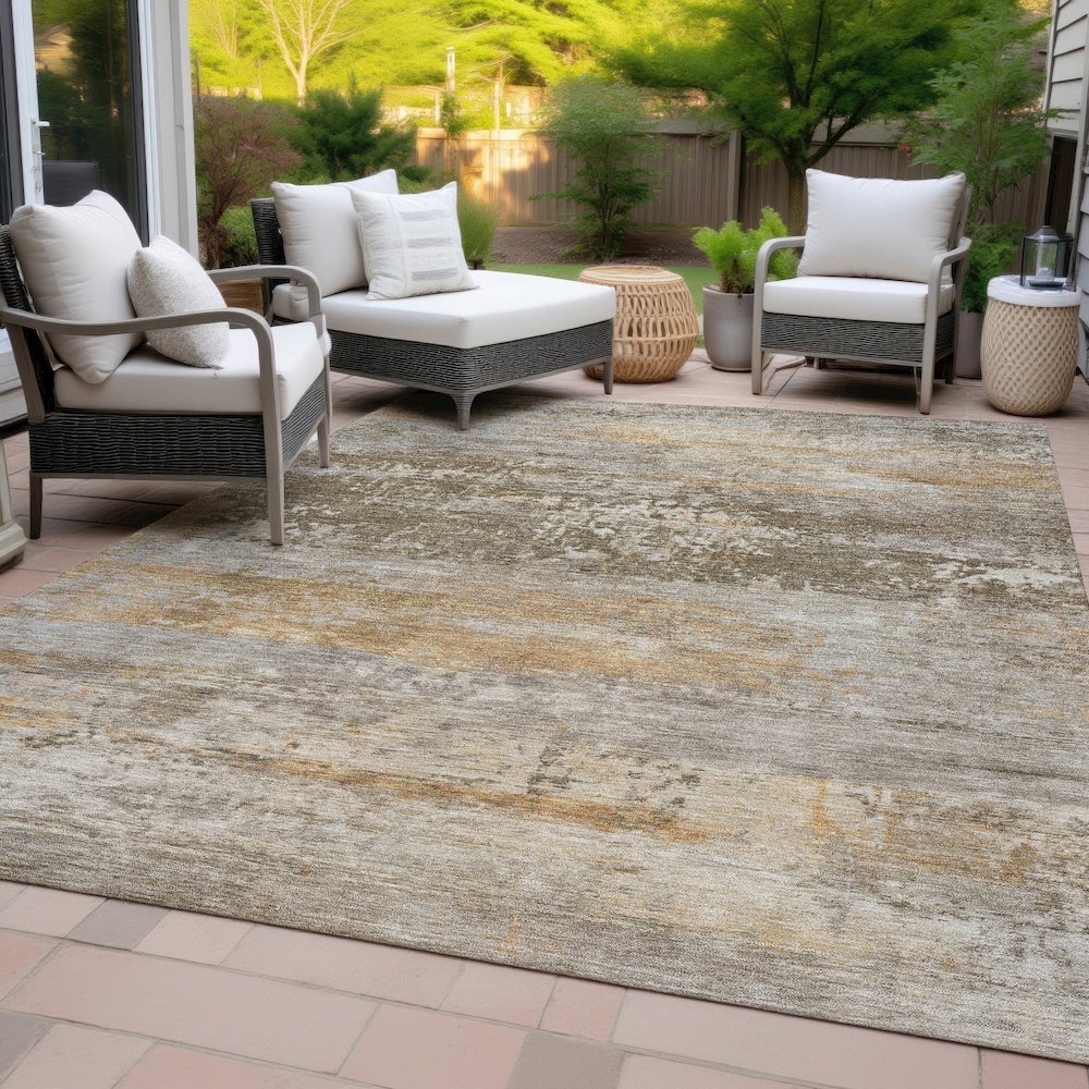 Machine Washable Indoor/Outdoor Chantille ACN2146 Brown 5' x 7'6" Rug. Picture 8