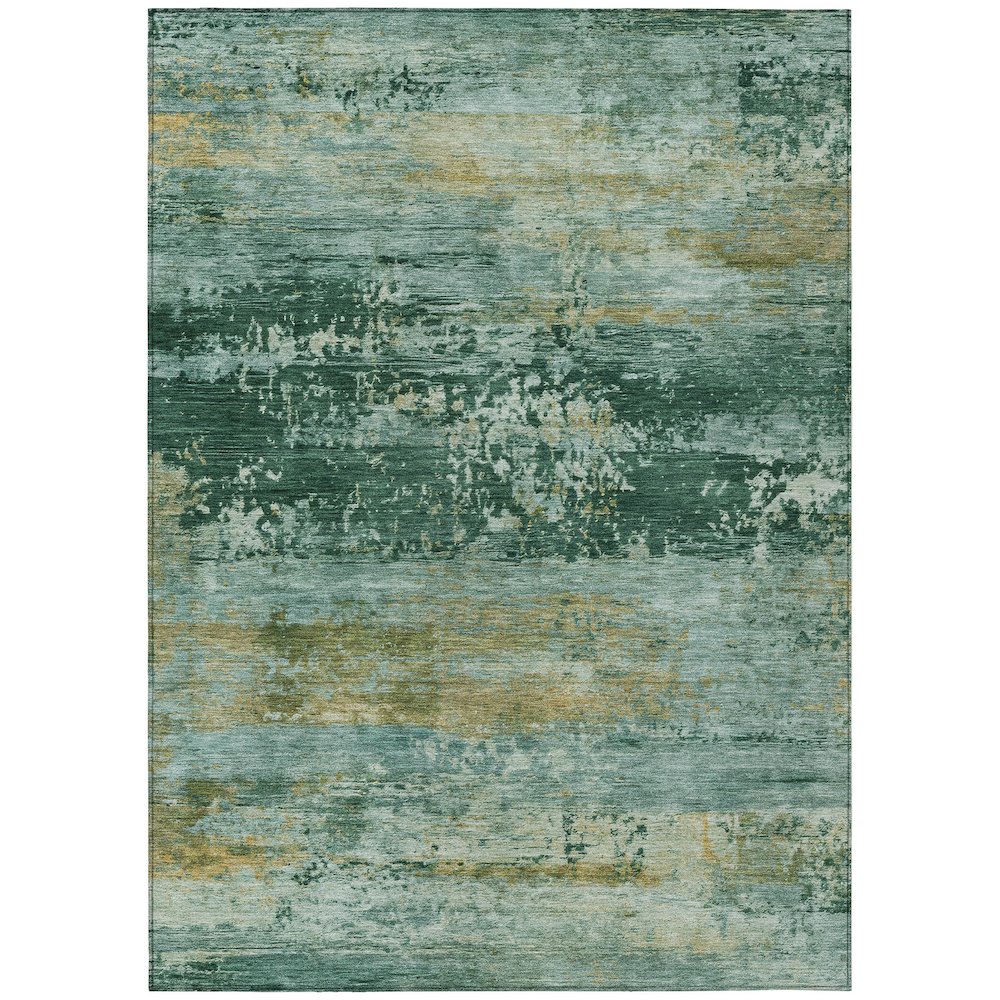 Machine Washable Indoor/Outdoor Chantille ACN2146 Green 5' x 7'6" Rug. Picture 1