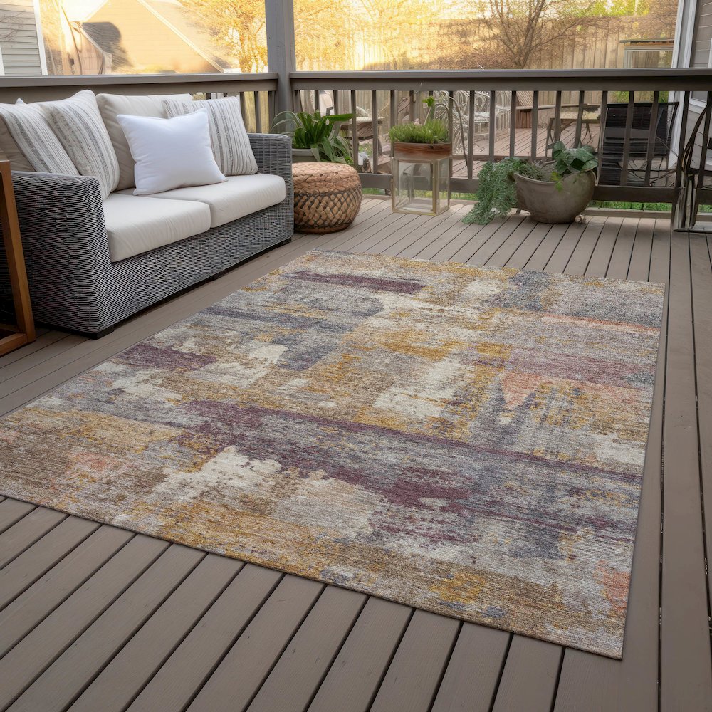 Machine Washable Indoor/Outdoor Chantille ACN2147 Rust 5' x 7'6" Rug. Picture 8