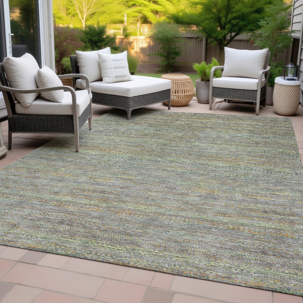 Machine Washable Indoor/Outdoor Chantille ACN2148 Gray 5' x 7'6" Rug. Picture 8