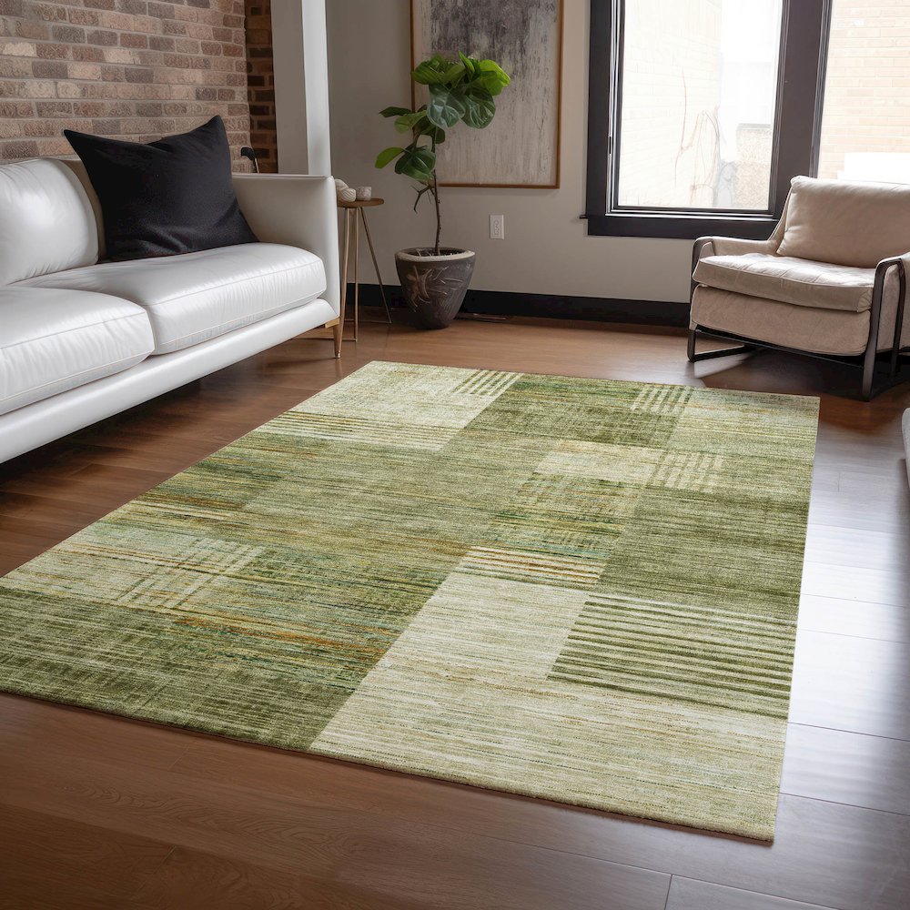 Machine Washable Indoor/Outdoor Chantille ACN2149 Aloe 5' x 7'6" Rug. Picture 5