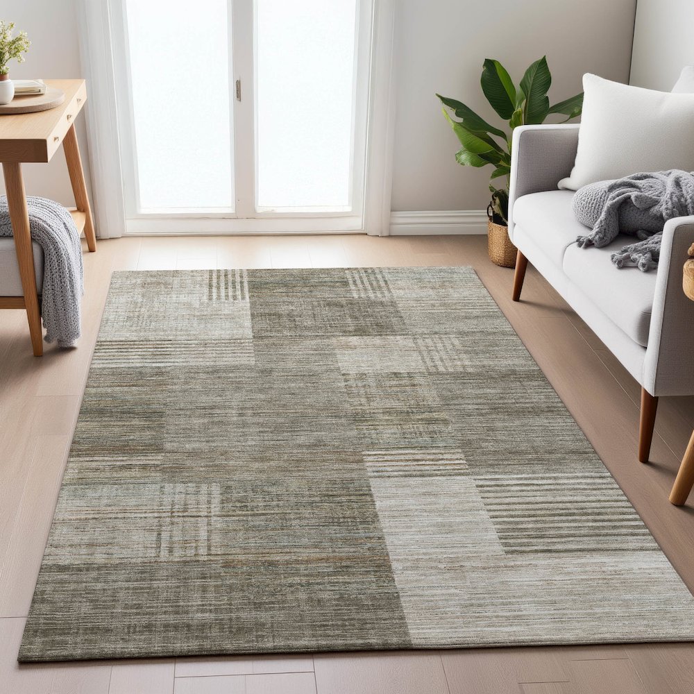 Machine Washable Indoor/Outdoor Chantille ACN2149 Pewter 5' x 7'6" Rug. Picture 5