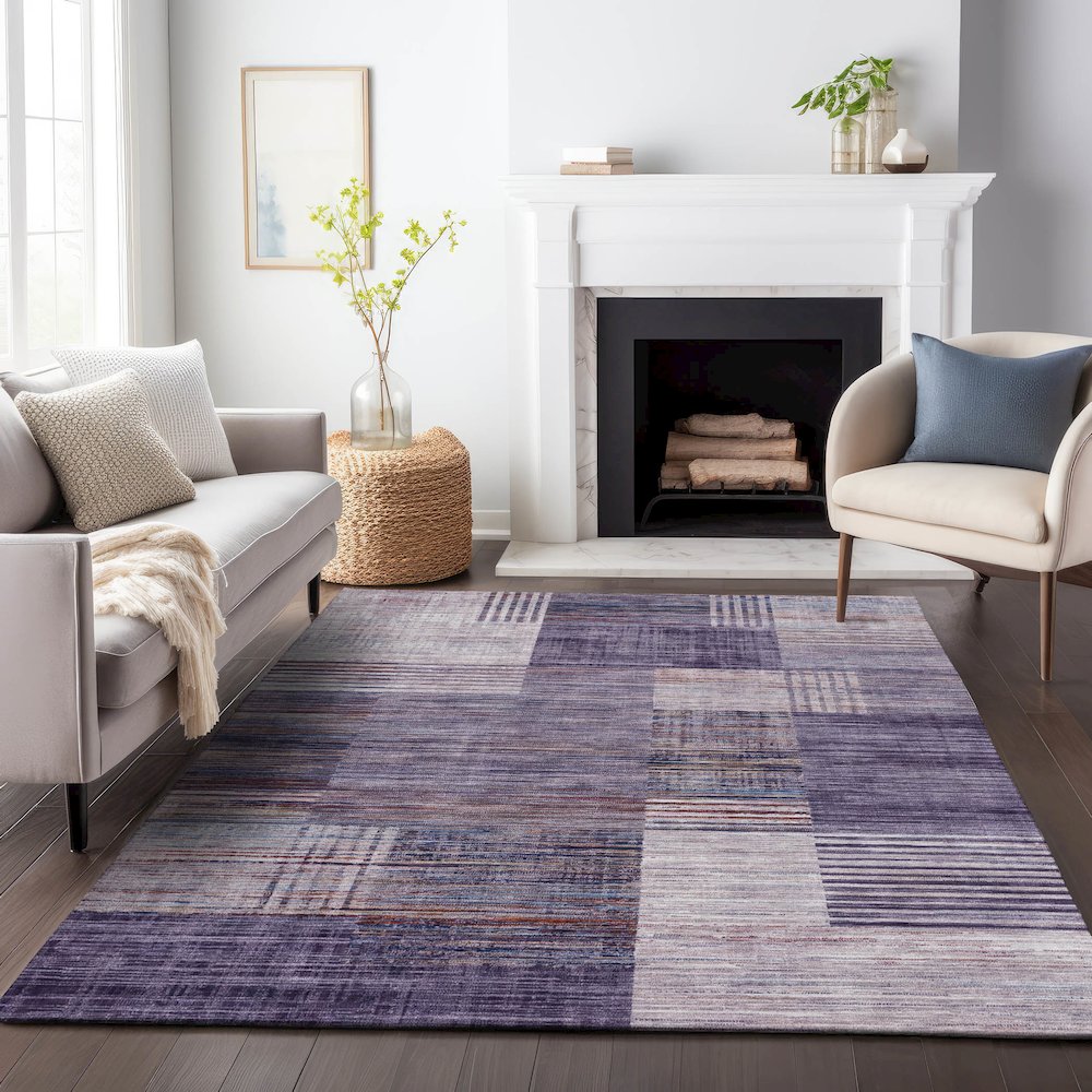 Machine Washable Indoor/Outdoor Chantille ACN2149 Plum 5' x 7'6" Rug. Picture 6