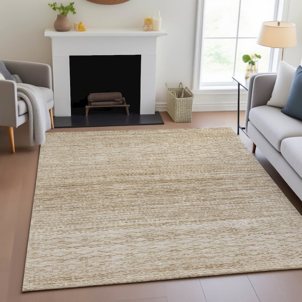 Machine Washable Indoor/Outdoor Chantille ACN2150 Beige 5' x 7'6" Rug. Picture 5