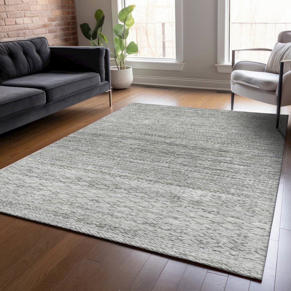 Machine Washable Indoor/Outdoor Chantille ACN2150 Gray 5' x 7'6" Rug. Picture 5