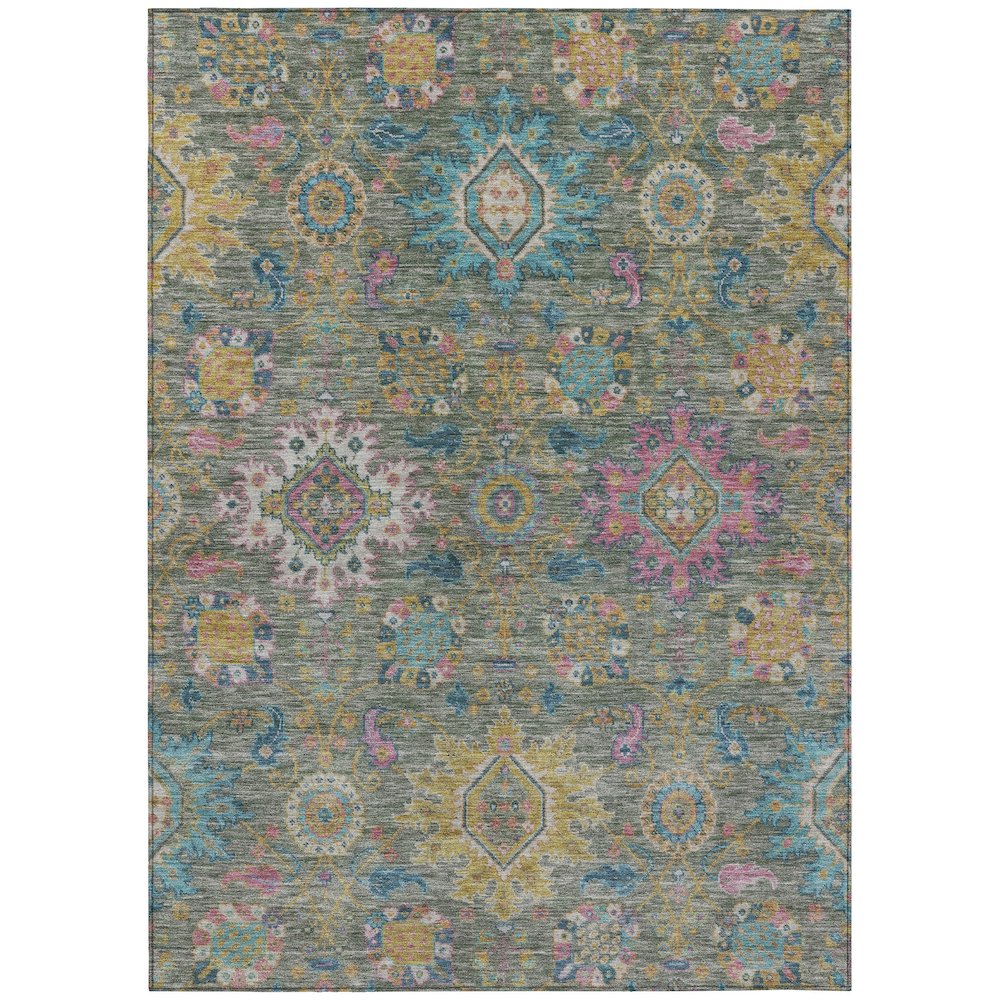 Machine Washable Indoor/Outdoor Chantille ACN2151 Aloe 5' x 7'6" Rug. Picture 1