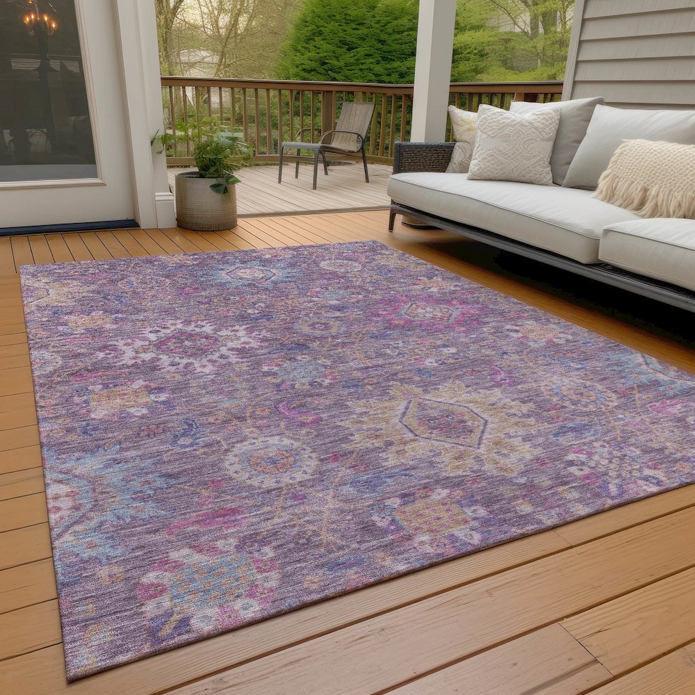 Machine Washable Indoor/Outdoor Chantille ACN2151 Eggplant 5' x 7'6" Rug. Picture 7