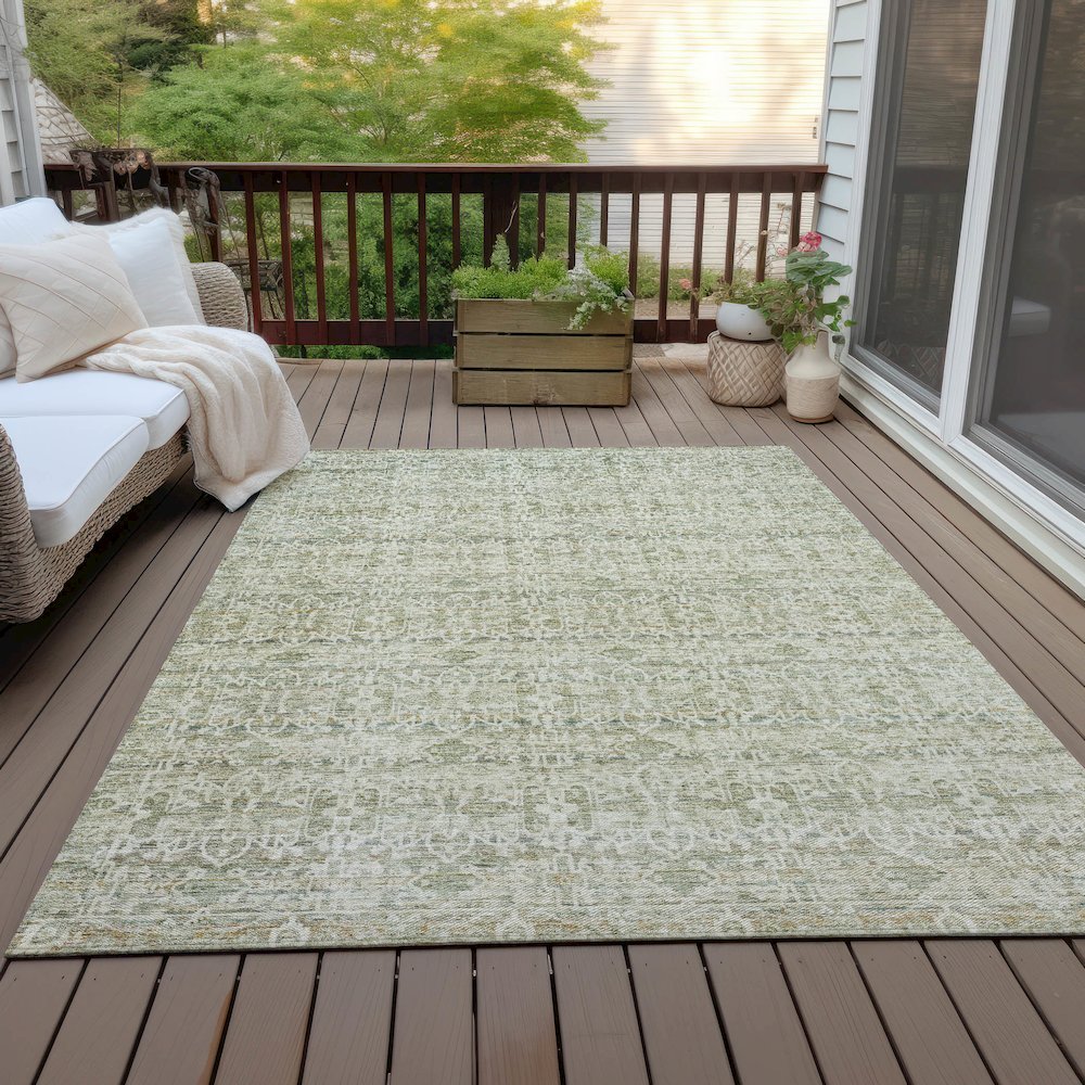 Machine Washable Indoor/Outdoor Chantille ACN2152 Sage 5' x 7'6" Rug. Picture 7