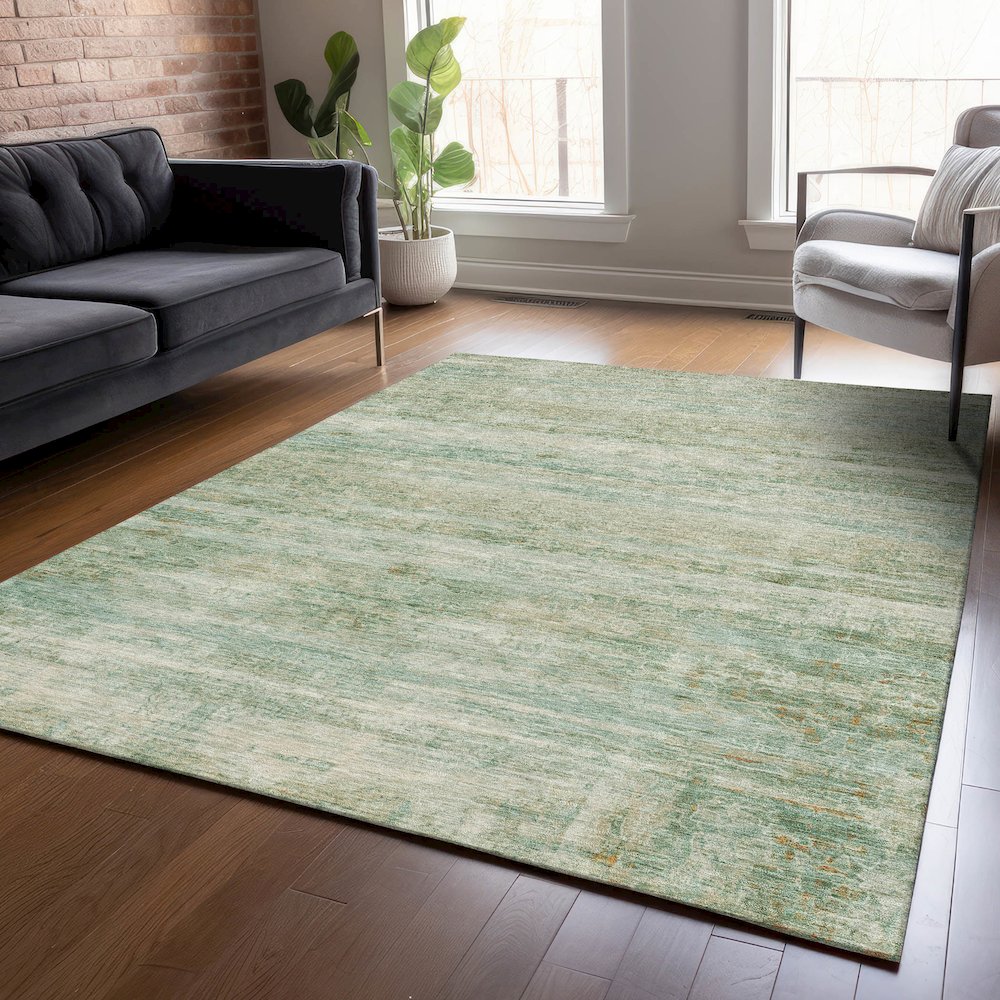 Machine Washable Indoor/Outdoor Chantille ACN2154 Green 5' x 7'6" Rug. Picture 5