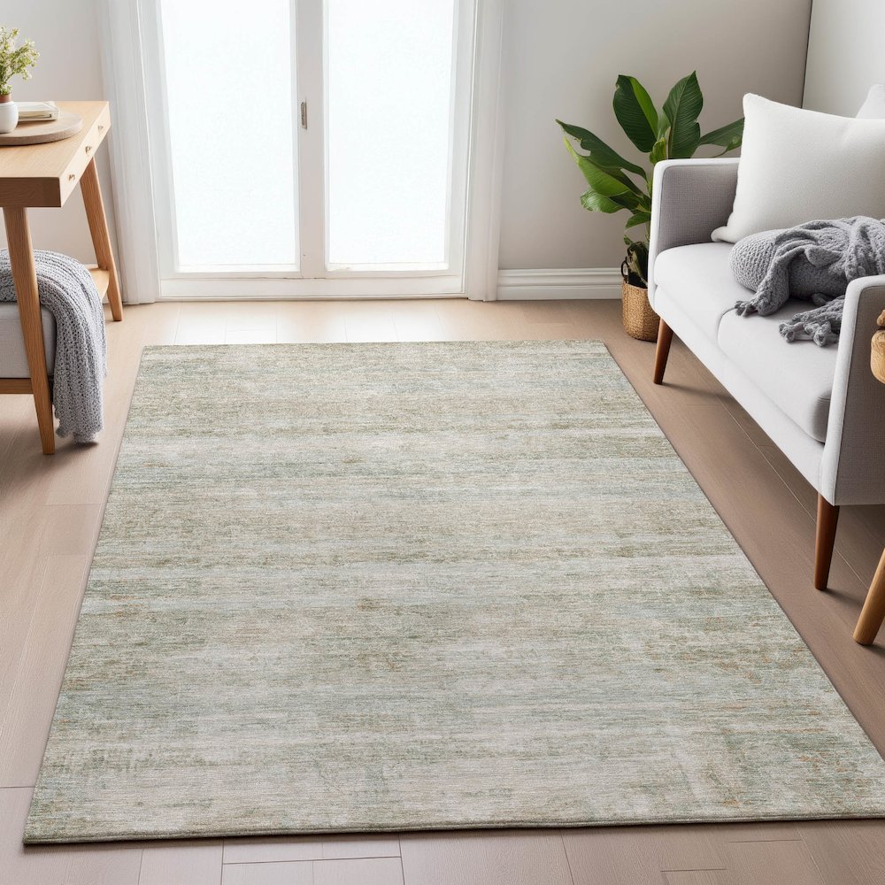 Machine Washable Indoor/Outdoor Chantille ACN2154 Putty 5' x 7'6" Rug. Picture 5