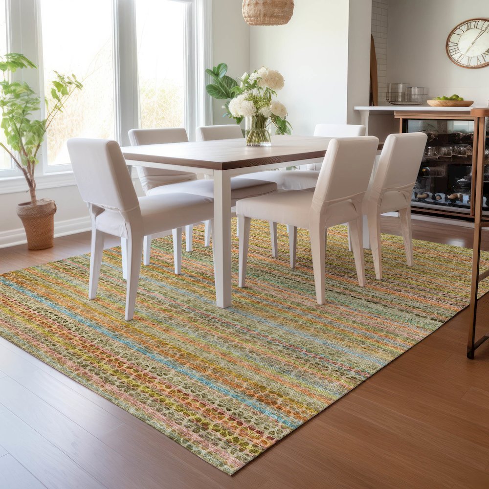 Machine Washable Indoor/Outdoor Chantille ACN2155 Coral 5' x 7'6" Rug. Picture 5