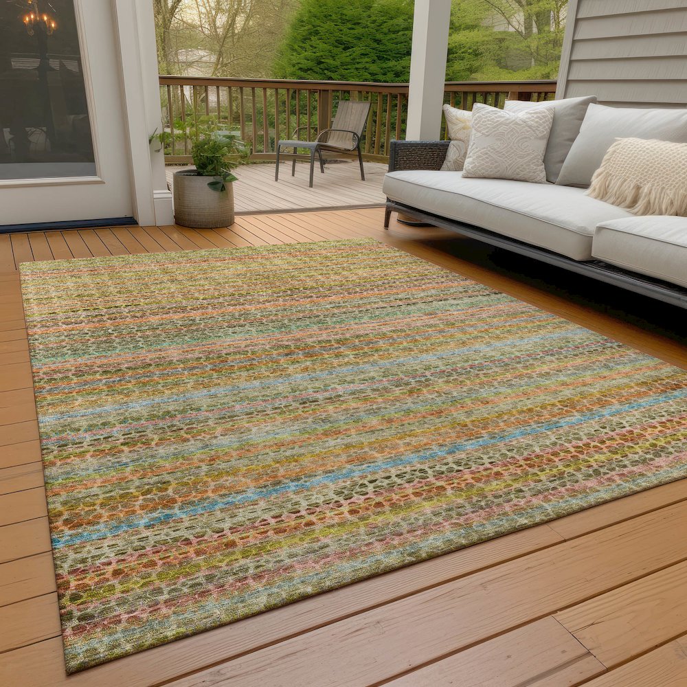 Machine Washable Indoor/Outdoor Chantille ACN2155 Coral 5' x 7'6" Rug. Picture 7