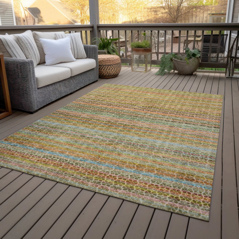 Machine Washable Indoor/Outdoor Chantille ACN2155 Coral 5' x 7'6" Rug. Picture 8