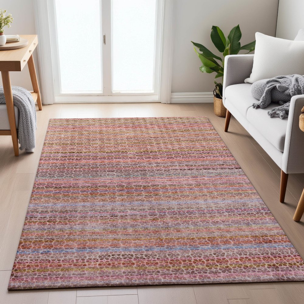 Machine Washable Indoor/Outdoor Chantille ACN2155 Pink 5' x 7'6" Rug. Picture 5