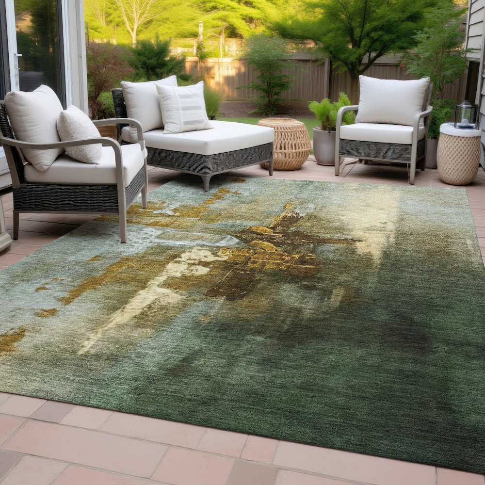 Machine Washable Indoor/Outdoor Chantille ACN2157 Brown 5' x 7'6" Rug. Picture 8