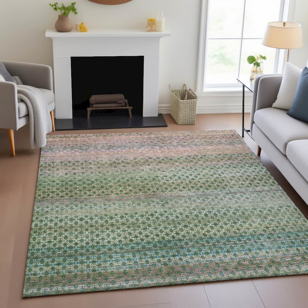 Machine Washable Indoor/Outdoor Chantille ACN2158 Aloe 5' x 7'6" Rug. Picture 5