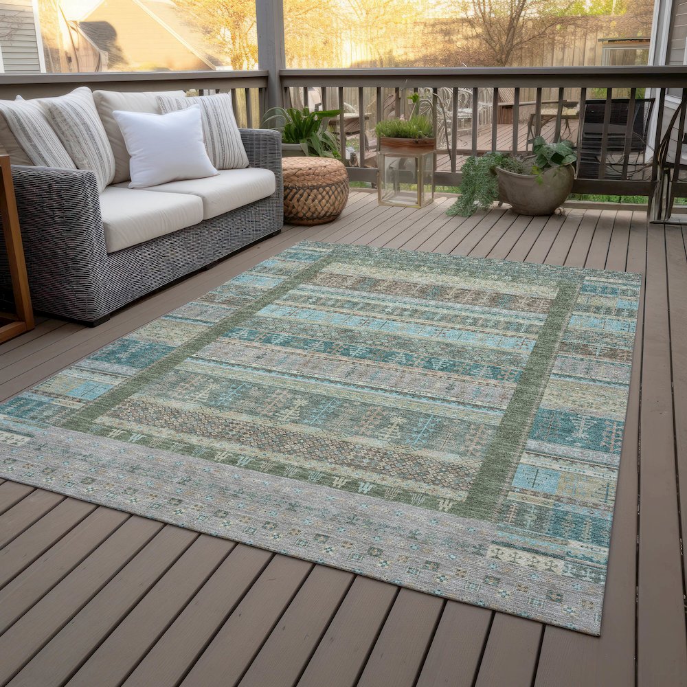 Machine Washable Indoor/Outdoor Chantille ACN2160 Aloe 5' x 7'6" Rug. Picture 8
