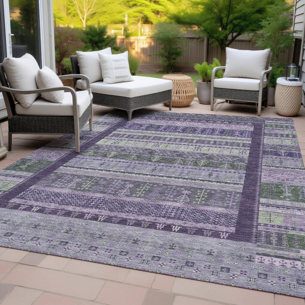 Machine Washable Indoor/Outdoor Chantille ACN2160 Purple 5' x 7'6" Rug. Picture 8