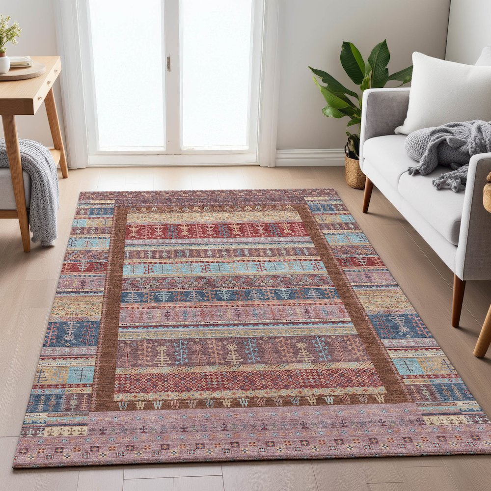 Machine Washable Indoor/Outdoor Chantille ACN2160 Red 5' x 7'6" Rug. Picture 5