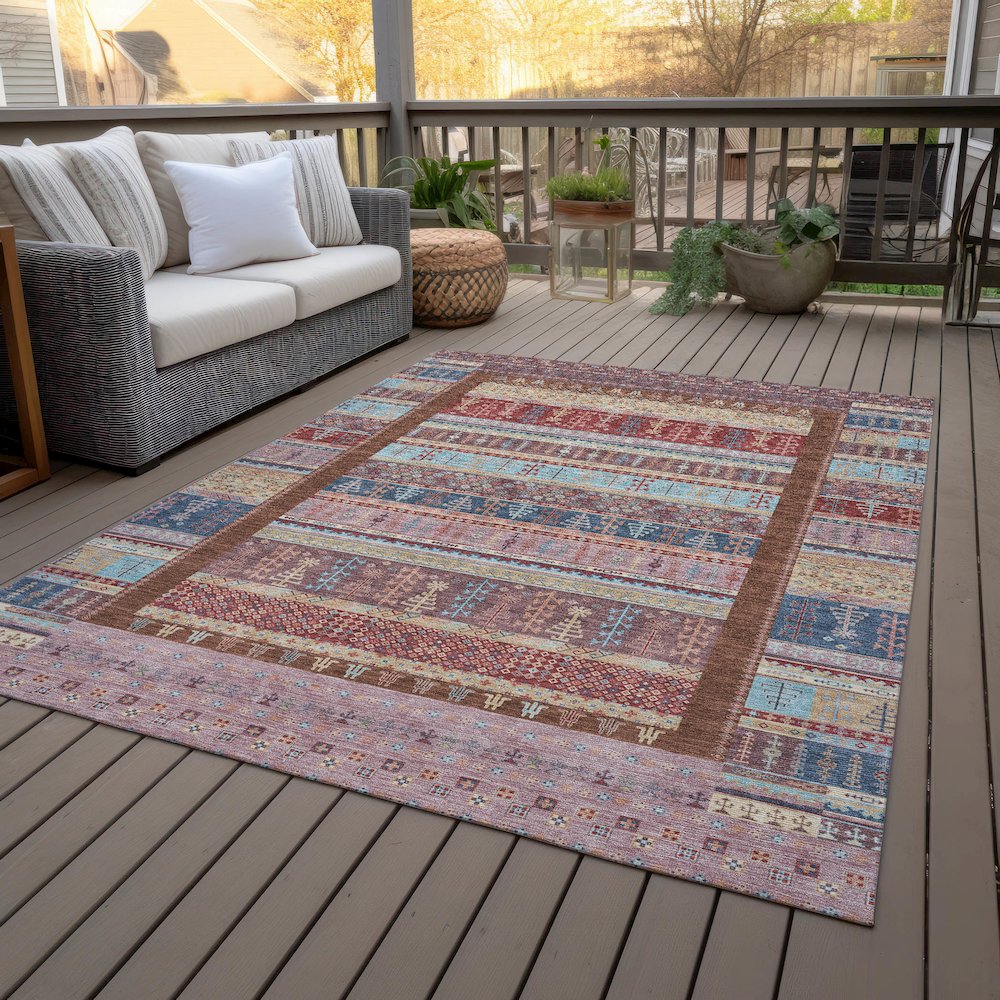 Machine Washable Indoor/Outdoor Chantille ACN2160 Red 5' x 7'6" Rug. Picture 8