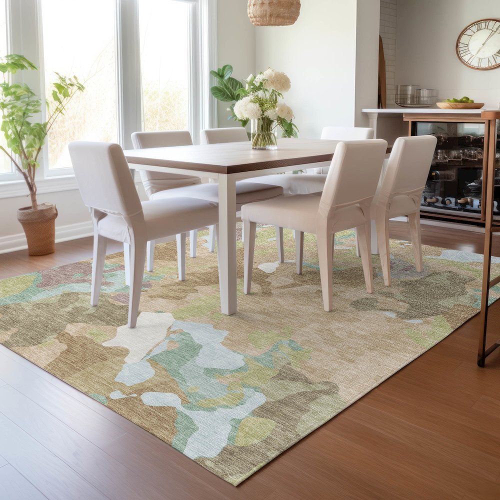 Machine Washable Indoor/Outdoor Chantille ACN2161 Beige 5' x 7'6" Rug. Picture 5