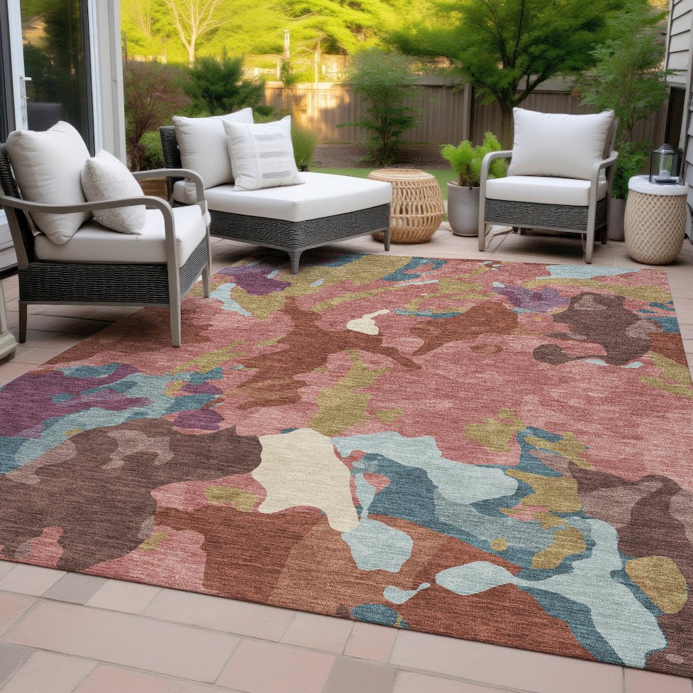 Machine Washable Indoor/Outdoor Chantille ACN2161 Pink 5' x 7'6" Rug. Picture 8