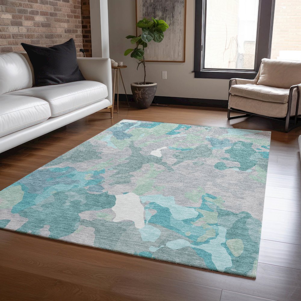 Machine Washable Indoor/Outdoor Chantille ACN2161 Taupe 5' x 7'6" Rug. Picture 5