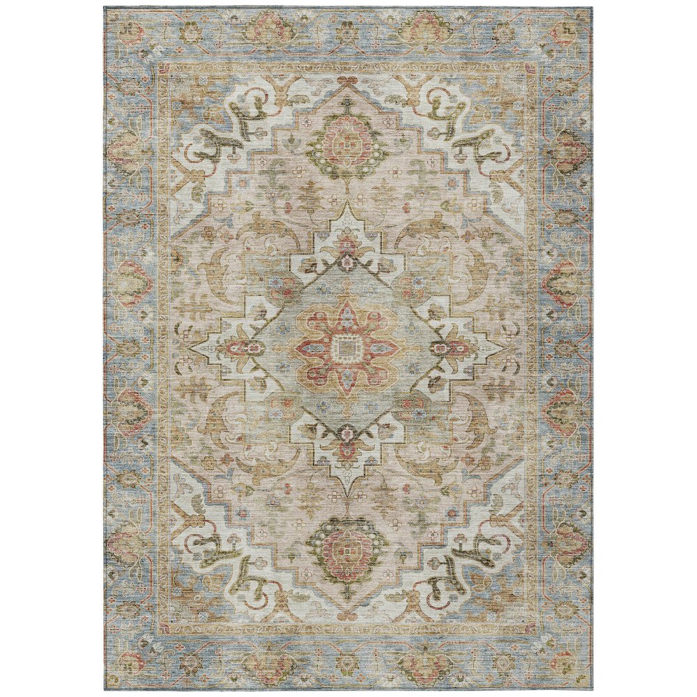 Machine Washable Indoor/Outdoor Chantille ACN2163 Beige 5' x 7'6" Rug. Picture 1