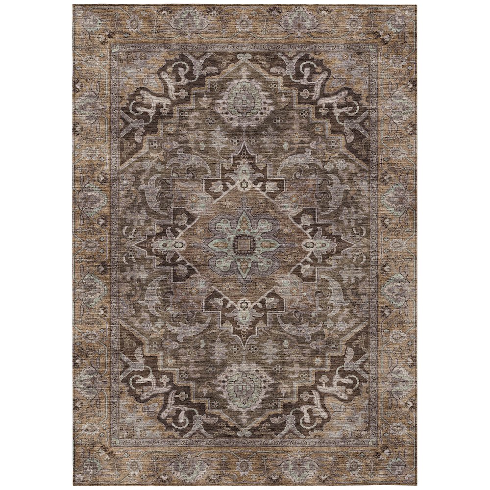 Machine Washable Indoor/Outdoor Chantille ACN2165 Brown 5' x 7'6" Rug. Picture 1