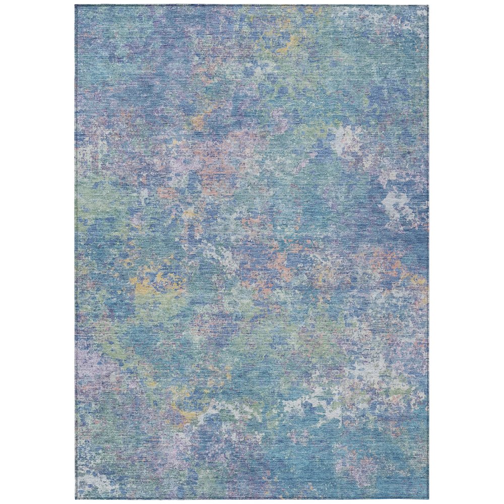 Machine Washable Indoor/Outdoor Chantille ACN2166 Aqua 5' x 7'6" Rug. Picture 1