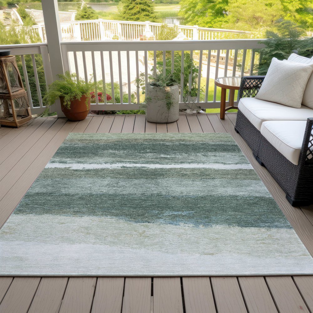 Machine Washable Indoor/Outdoor Chantille ACN2169 Aloe 5' x 7'6" Rug. Picture 7