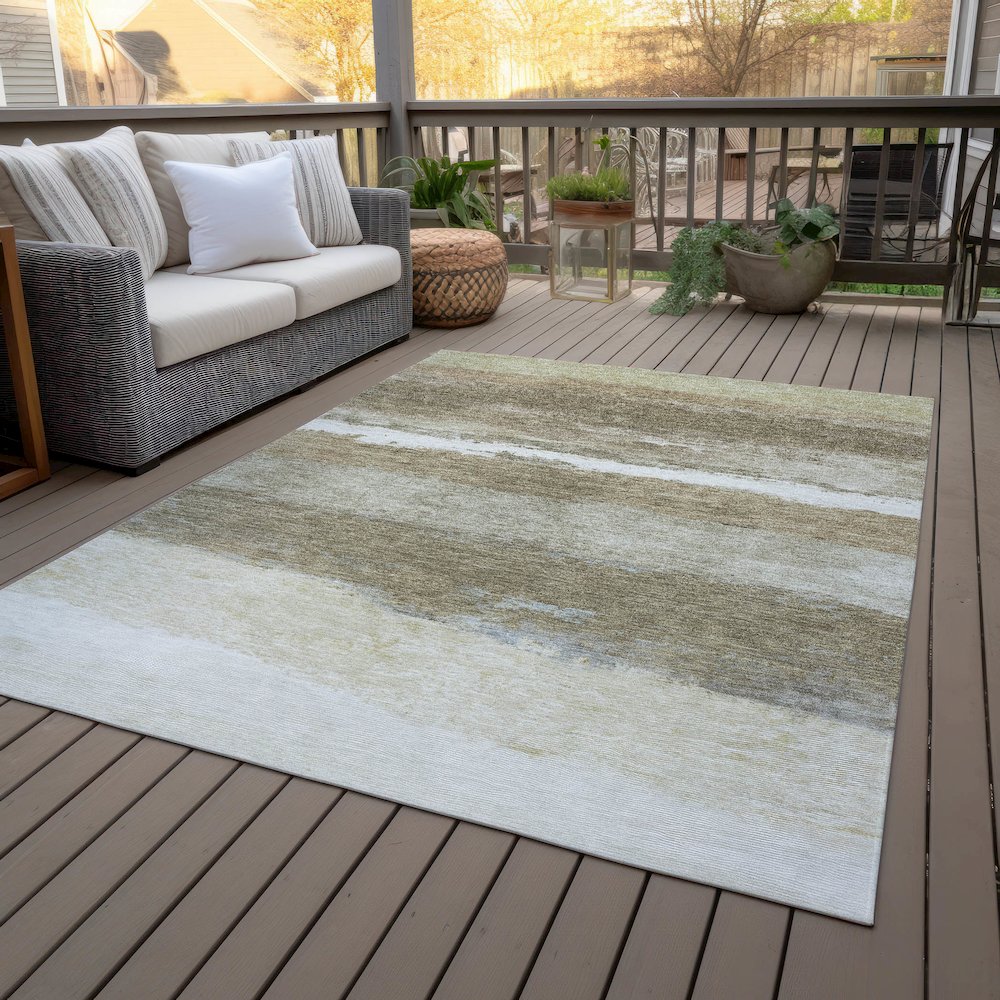 Machine Washable Indoor/Outdoor Chantille ACN2169 Khaki 5' x 7'6" Rug. Picture 8