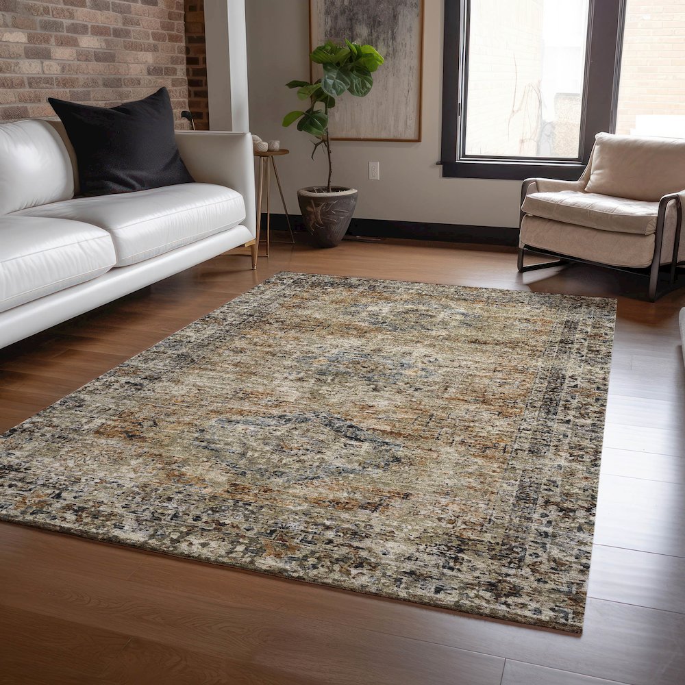 Machine Washable Indoor/Outdoor Chantille ACN2170 Copper 5' x 7'6" Rug. Picture 5