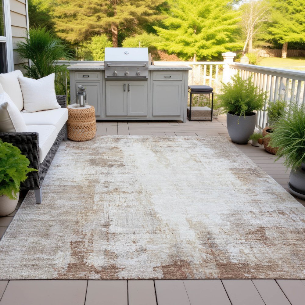 Machine Washable Indoor/Outdoor Chantille ACN2171 Beige 5' x 7'6" Rug. Picture 7