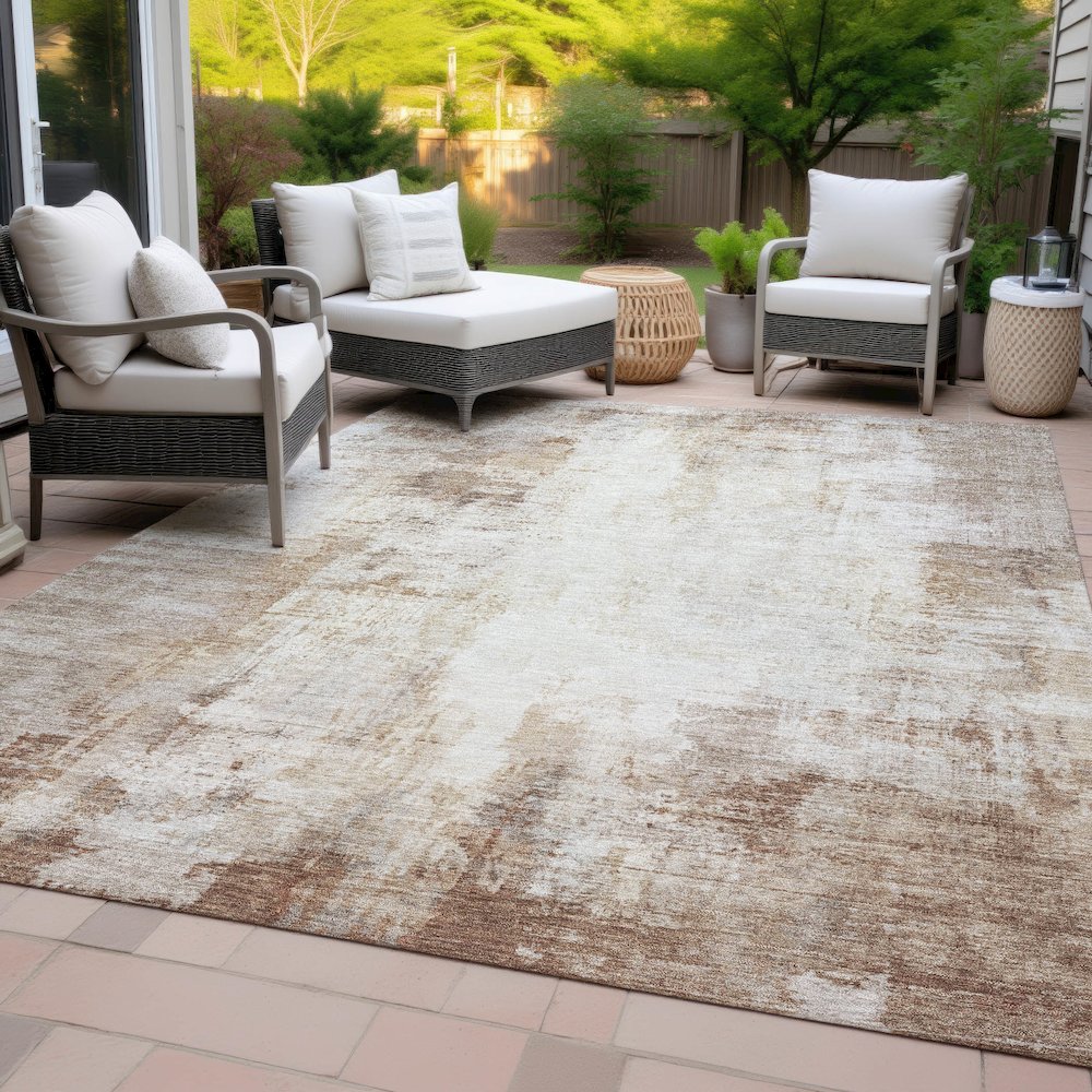 Machine Washable Indoor/Outdoor Chantille ACN2171 Beige 5' x 7'6" Rug. Picture 8