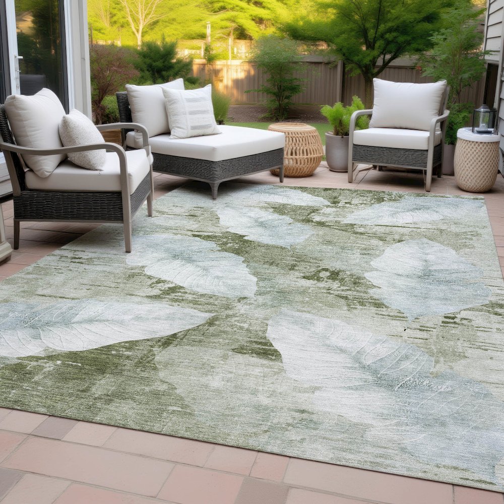 Machine Washable Indoor/Outdoor Chantille ACN2172 Aloe 5' x 7'6" Rug. Picture 8