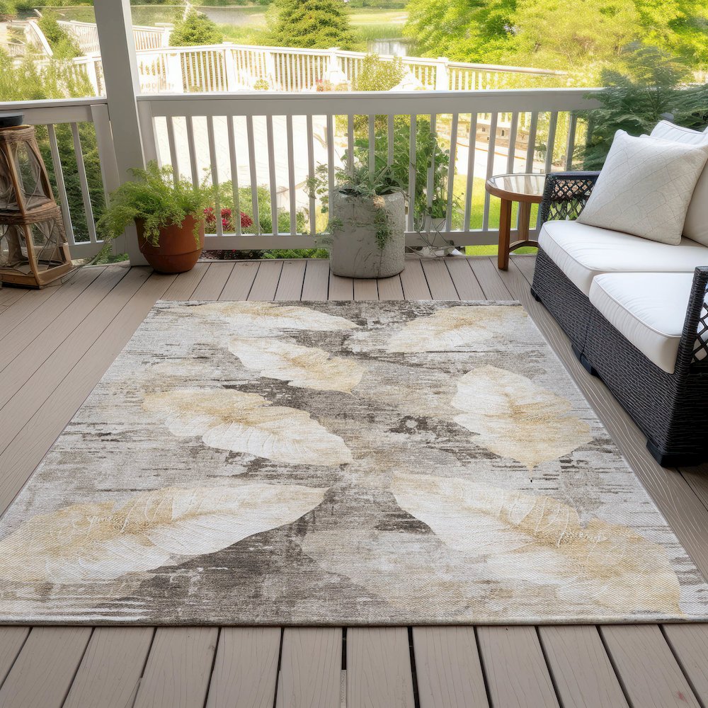 Machine Washable Indoor/Outdoor Chantille ACN2172 Brown 5' x 7'6" Rug. Picture 7