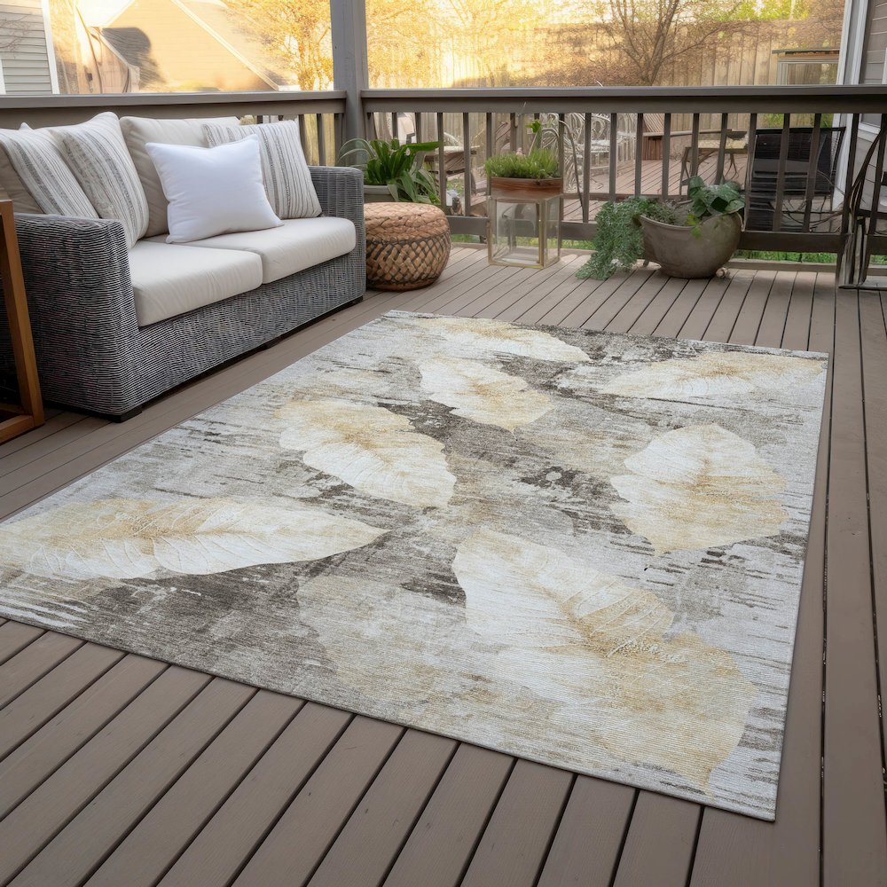 Machine Washable Indoor/Outdoor Chantille ACN2172 Brown 5' x 7'6" Rug. Picture 8