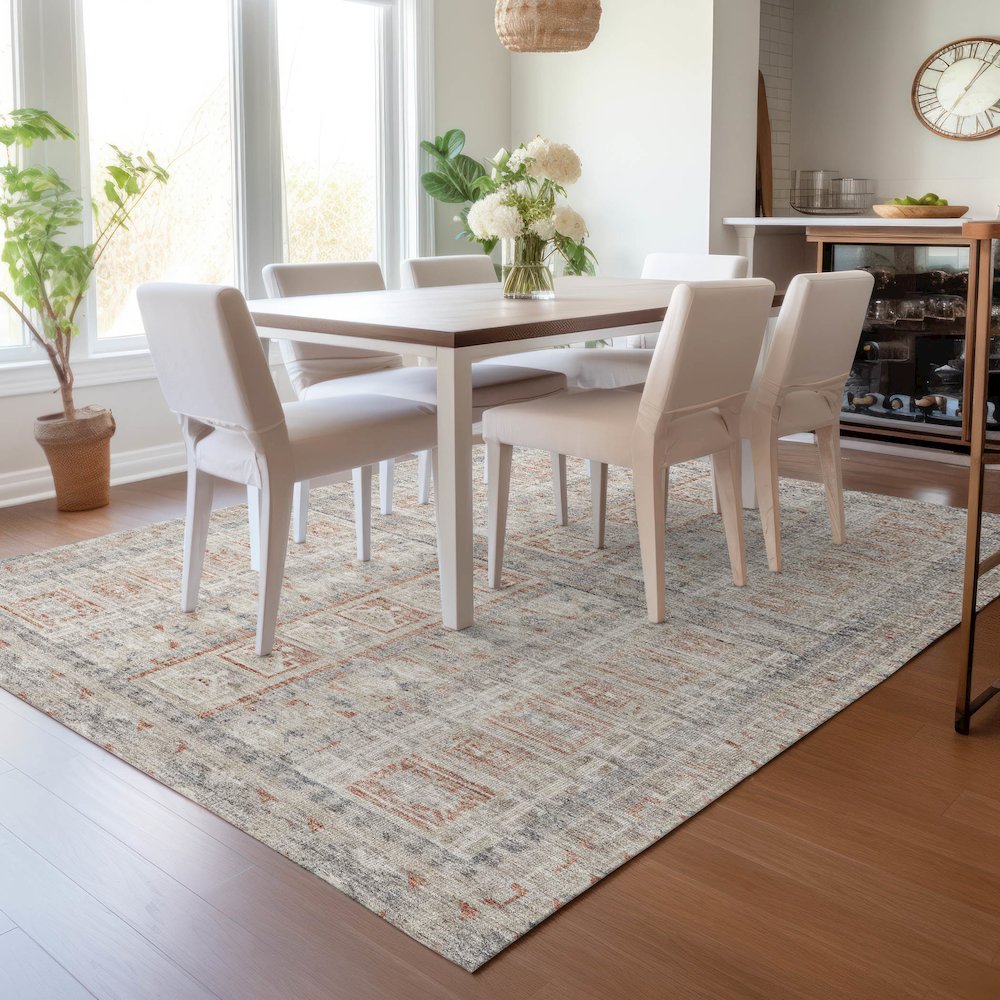 Machine Washable Indoor/Outdoor Chantille ACN2173 Beige 5' x 7'6" Rug. Picture 5