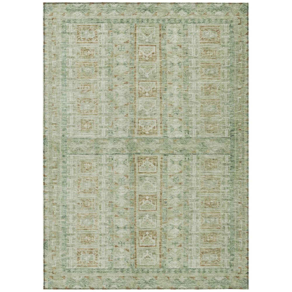 Machine Washable Indoor/Outdoor Chantille ACN2173 Green 5' x 7'6" Rug. Picture 1
