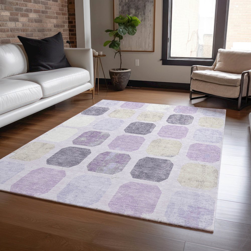 Machine Washable Indoor/Outdoor Chantille ACN2182 Lavender 5' x 7'6" Rug. Picture 5